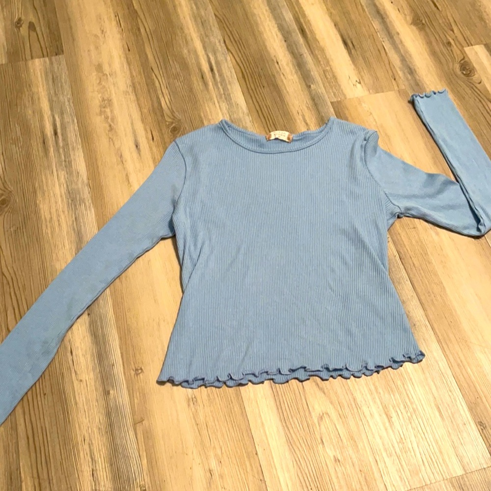 Baby blue long sleeve crop top